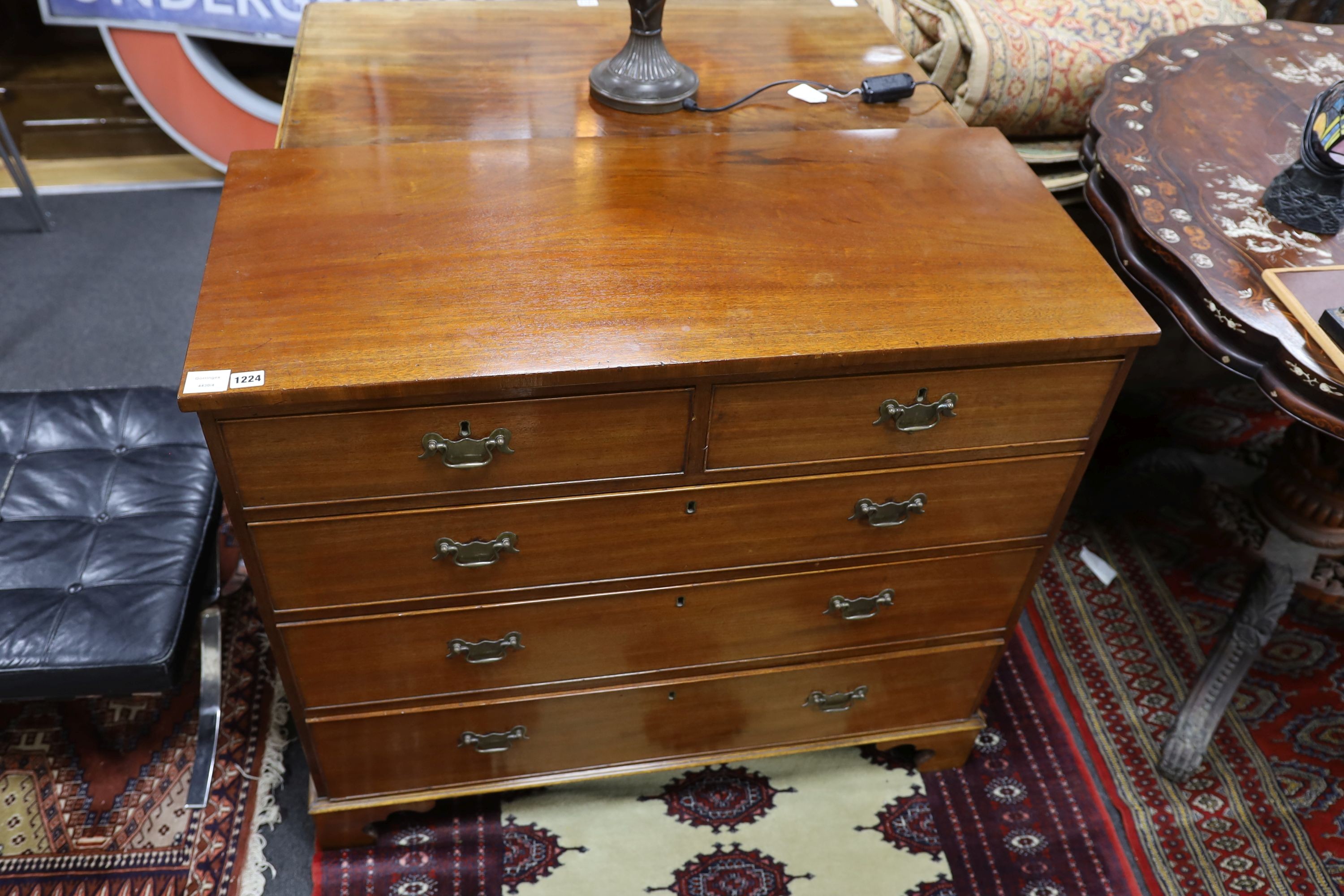 A Regency mahogany straight front chest of drawers, width 103cm, depth 48cm, height 91cm